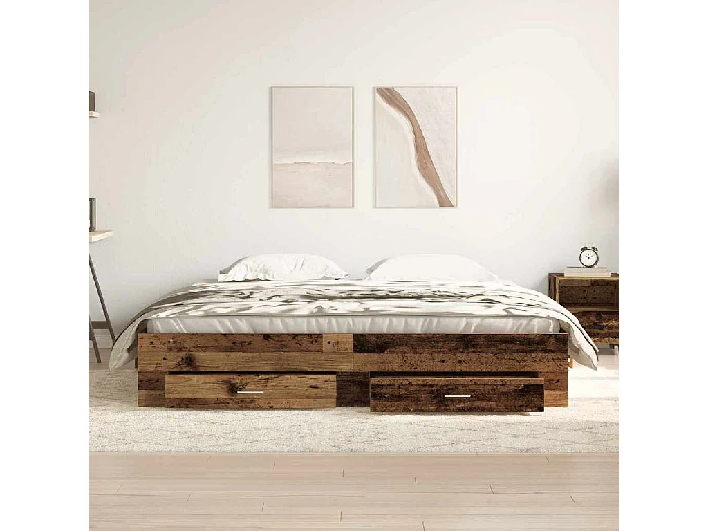 Estructura de cama con cajón madera vieja, 180 × 200 cm