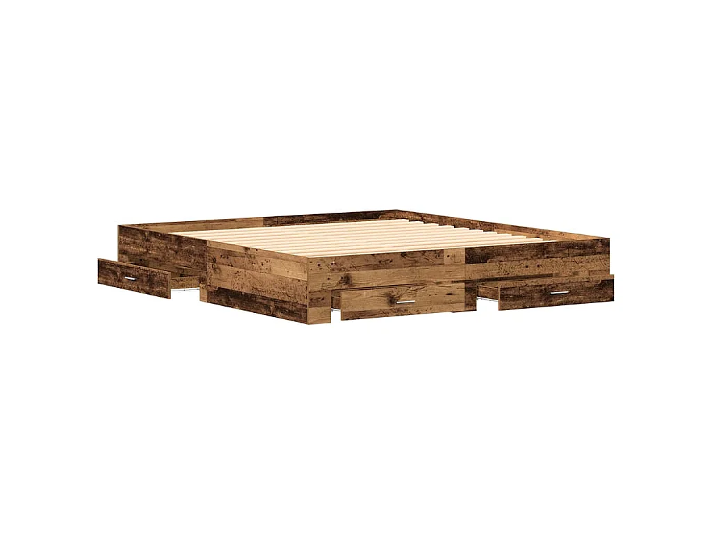 Estructura de cama con cajón madera vieja, 180 × 200 cm
