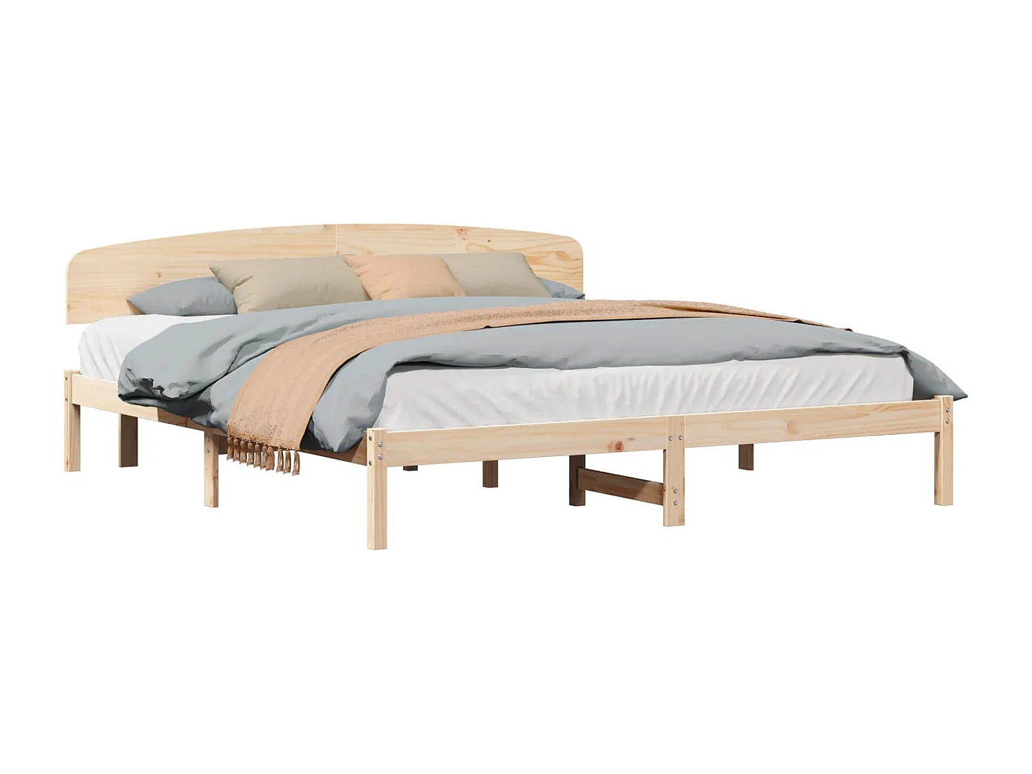 Cadre de lit avec tête de lit Naturel 200 x 200 cm Pin massif