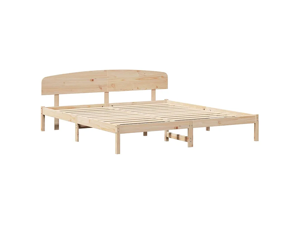 Cadre de lit avec tête de lit Naturel 200 x 200 cm pin massif