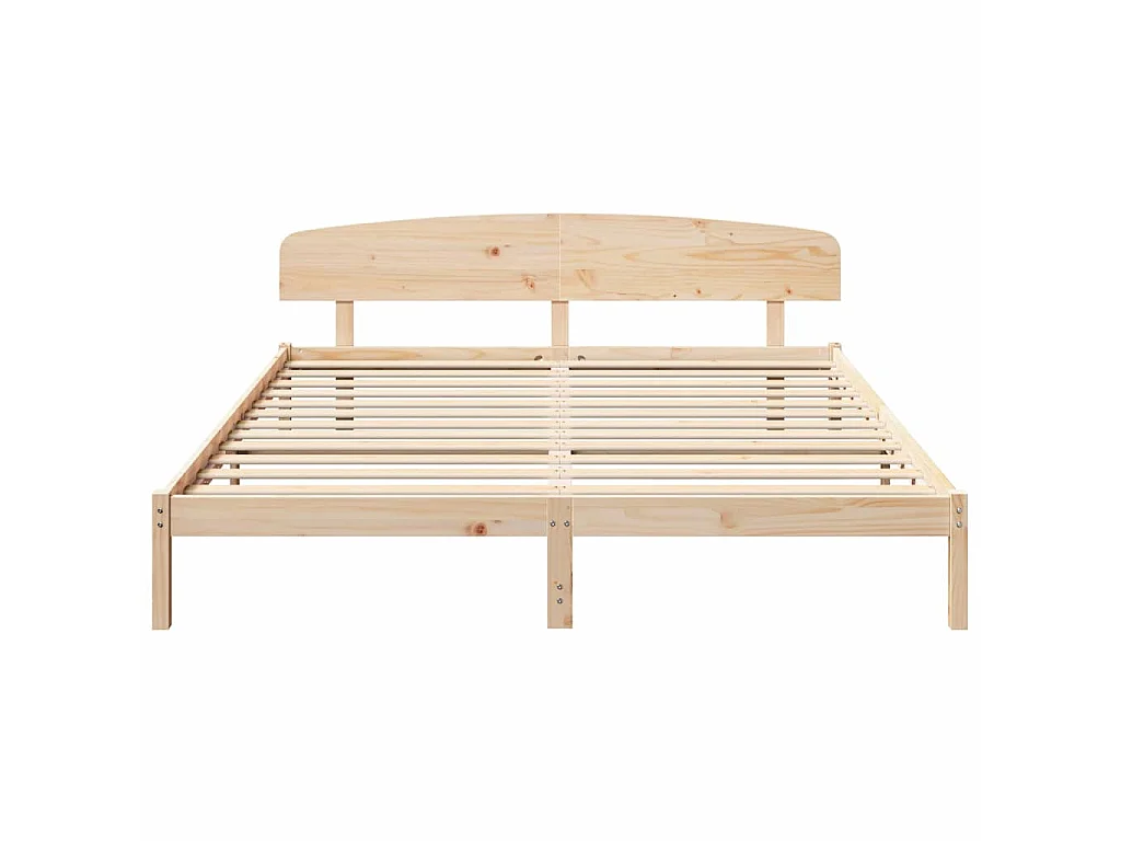 Cadre de lit avec tête de lit Naturel 200 x 200 cm pin massif