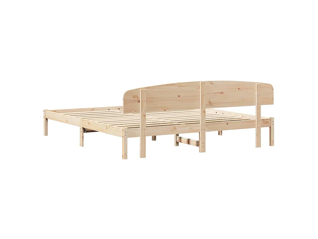 Cadre de lit avec tête de lit Naturel 200 x 200 cm pin massif