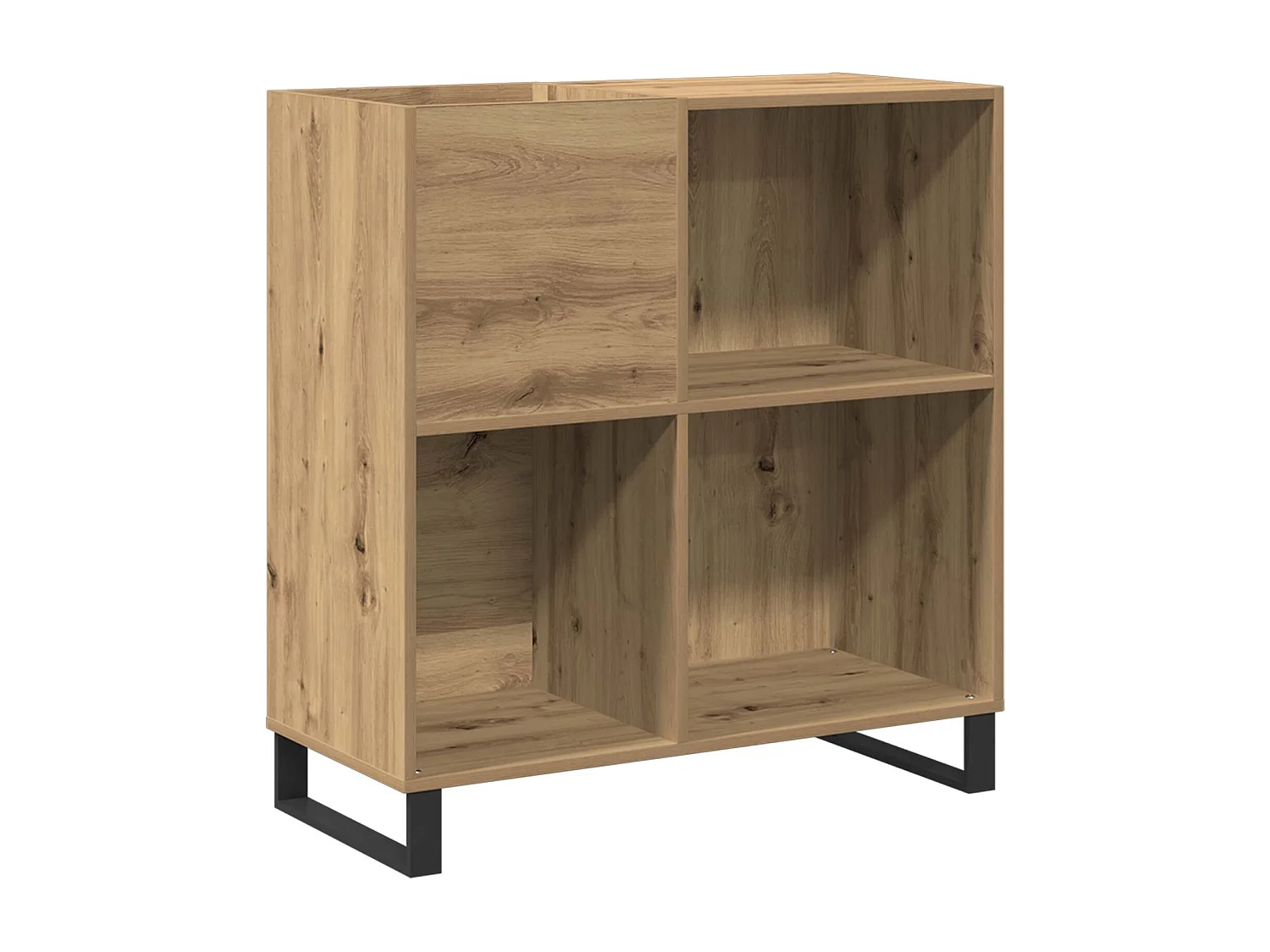 Meuble à vinyles avec étagère chêne artisanal 84,5 x 38 x 89 cm