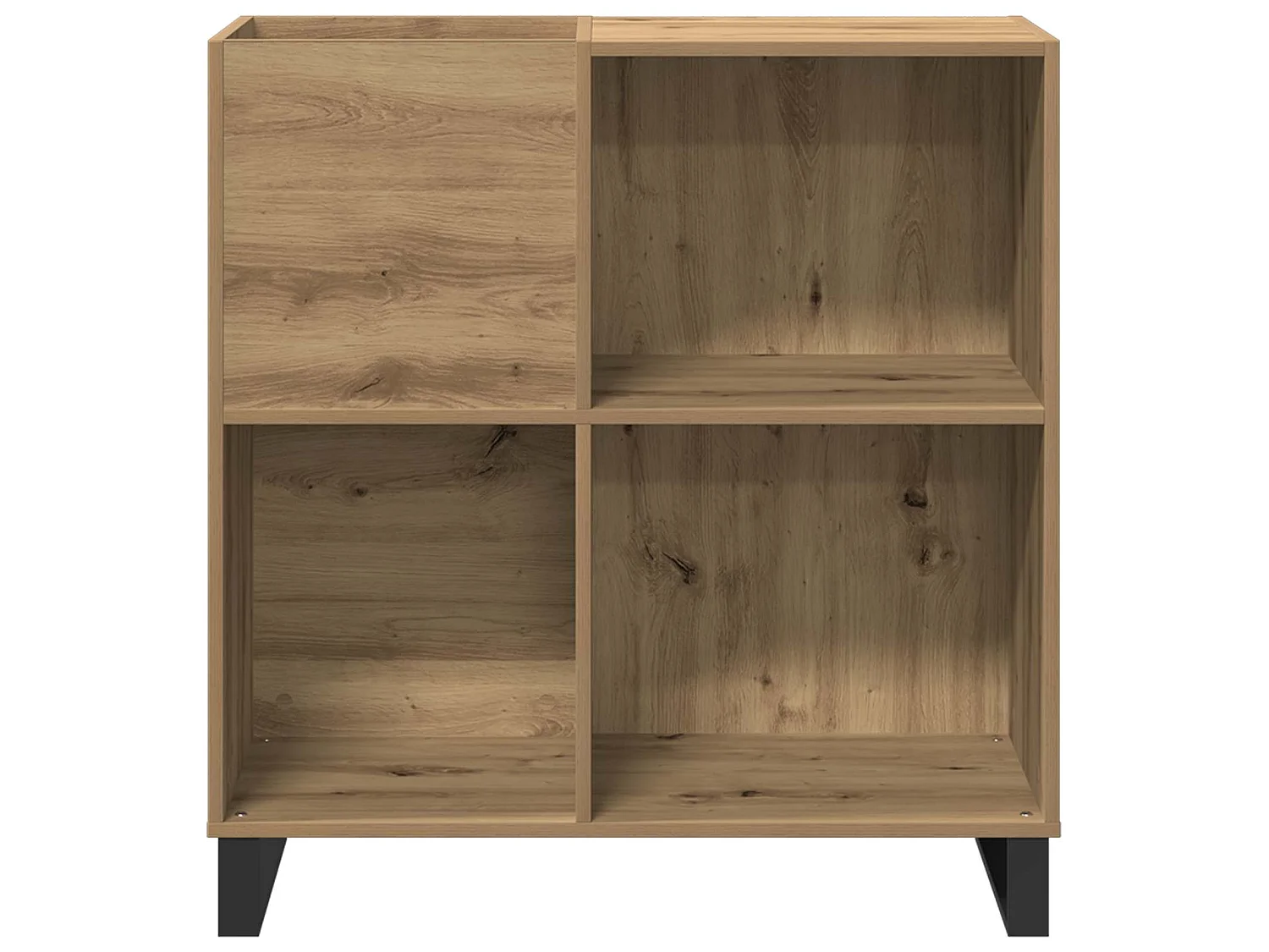 Meuble à vinyles chêne artisanal, pour le salon, 84,5 × 38 × 89 cm