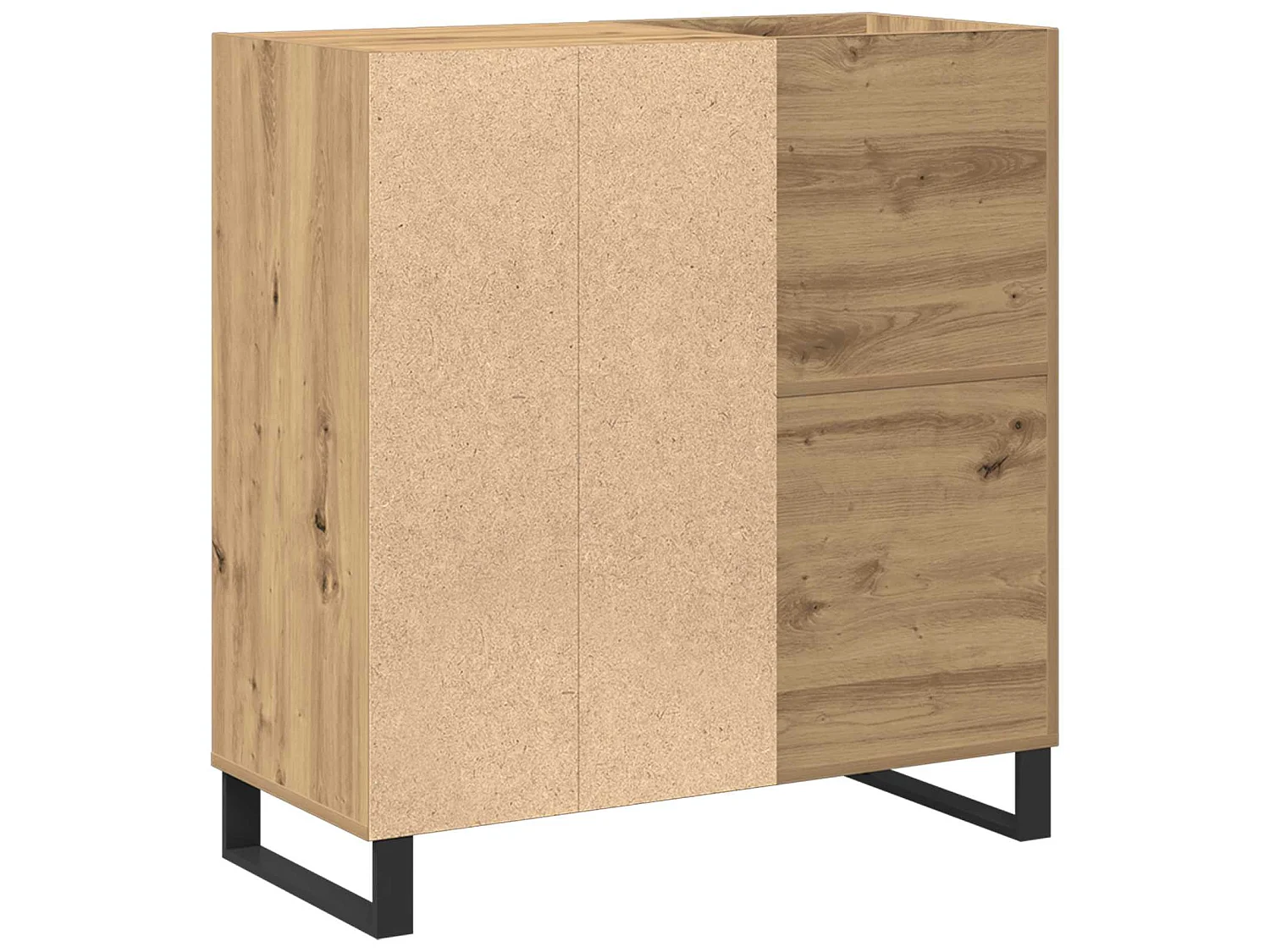 Meuble à vinyles chêne artisanal, pour le salon, 84,5 × 38 × 89 cm