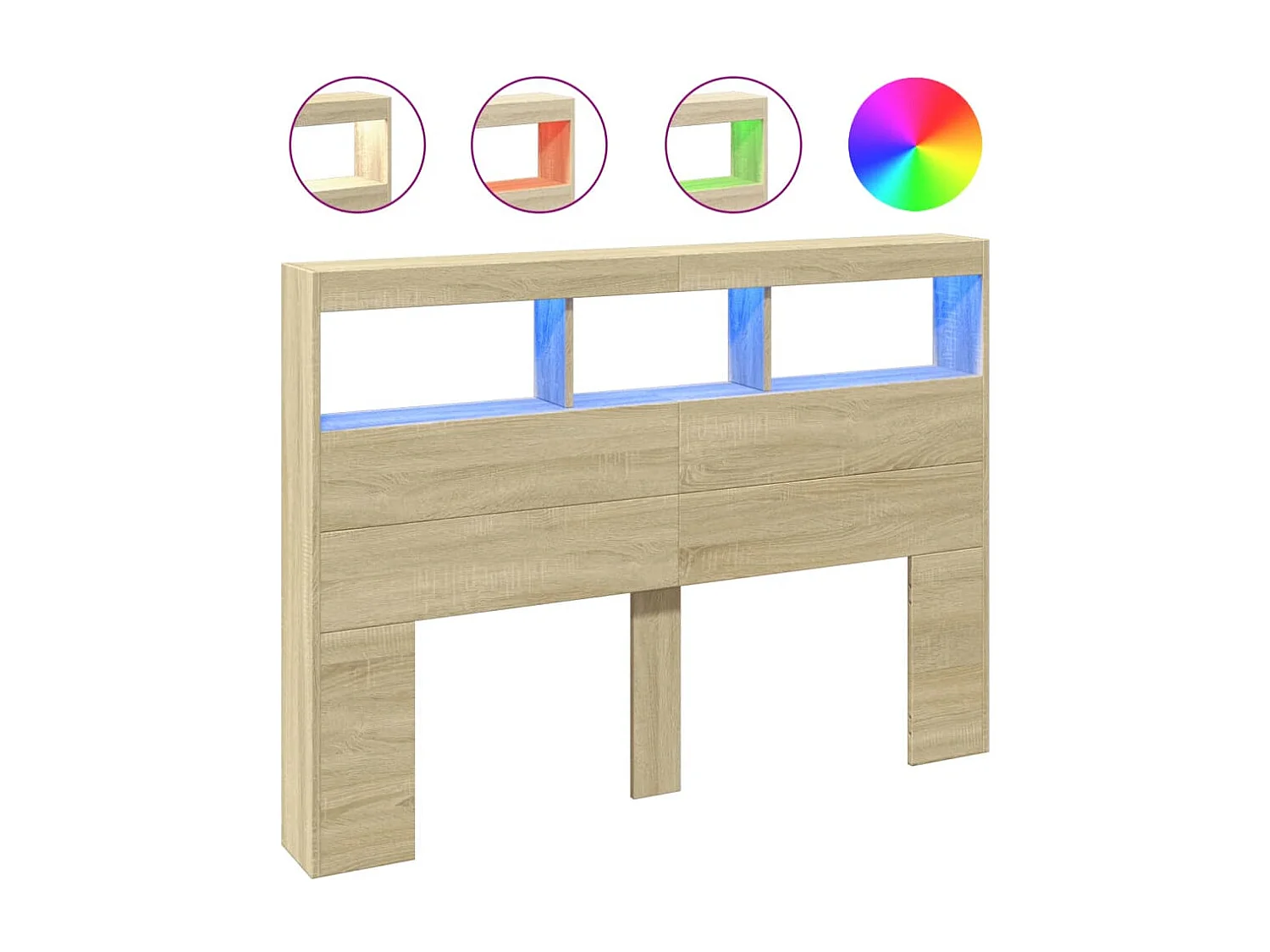 Armoire tête de lit avec LED chêne  140x17x102 cm