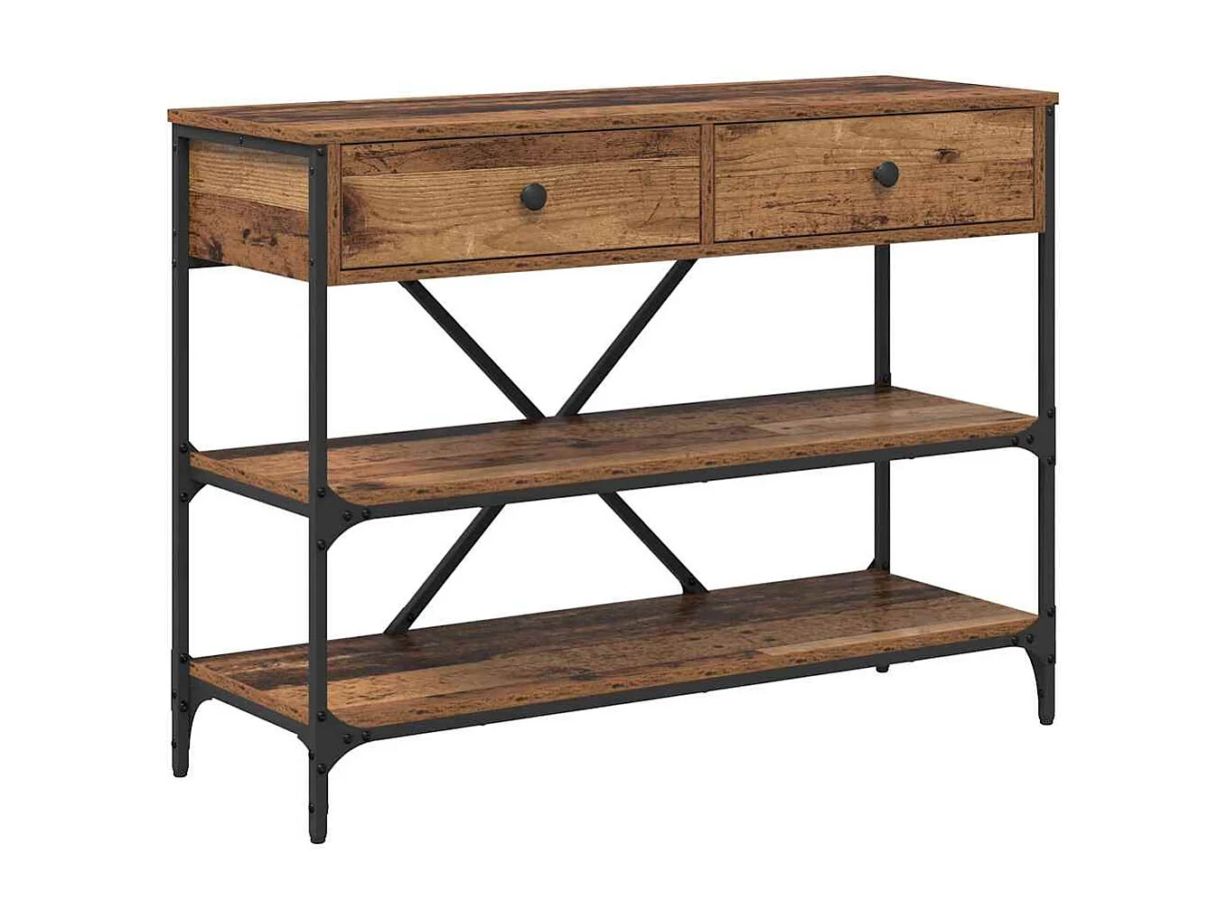 Table console avec tiroir marron 100 x 34,5 x 75 cm bois