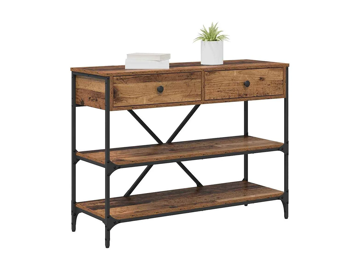Table console avec tiroir marron 100 x 34,5 x 75 cm bois