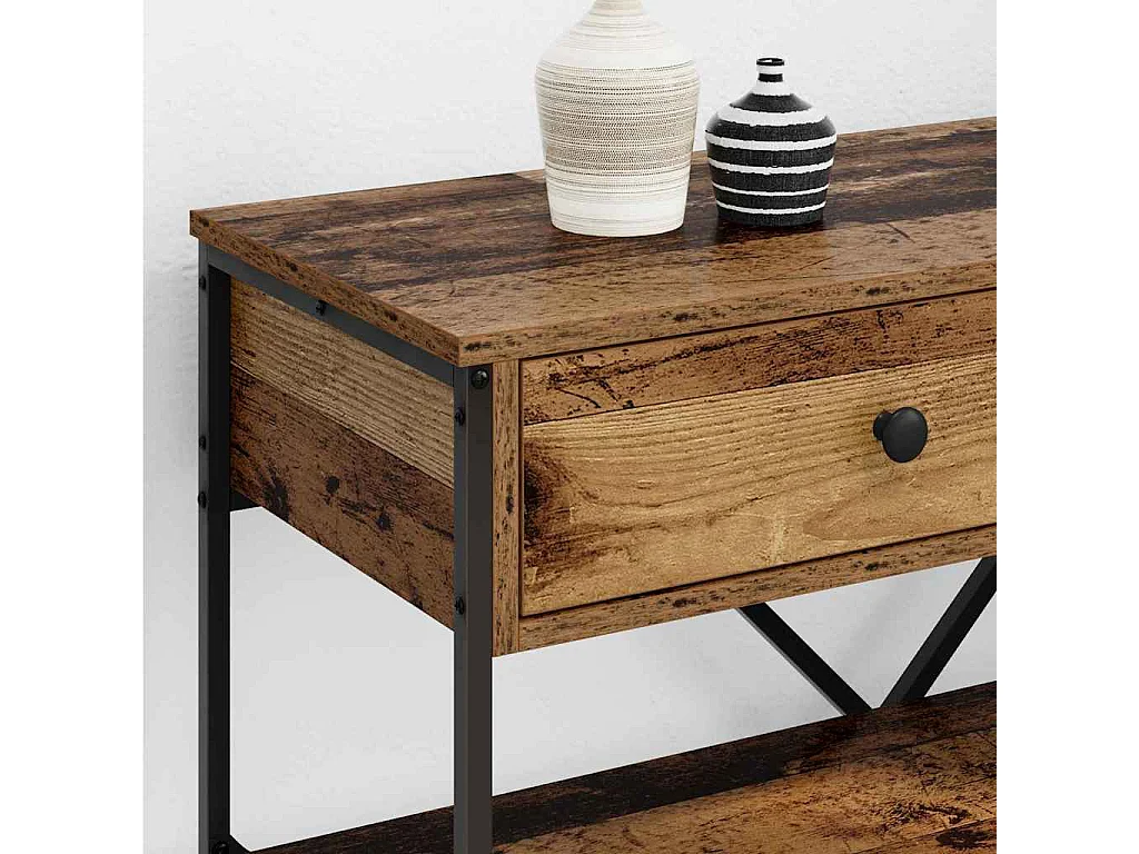 Table console avec tiroir marron 100 x 34,5 x 75 cm bois