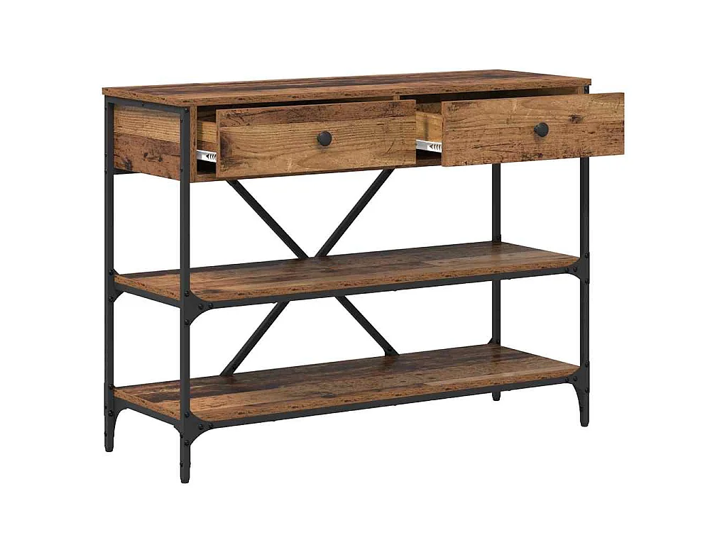 Table console avec tiroir marron 100 x 34,5 x 75 cm bois