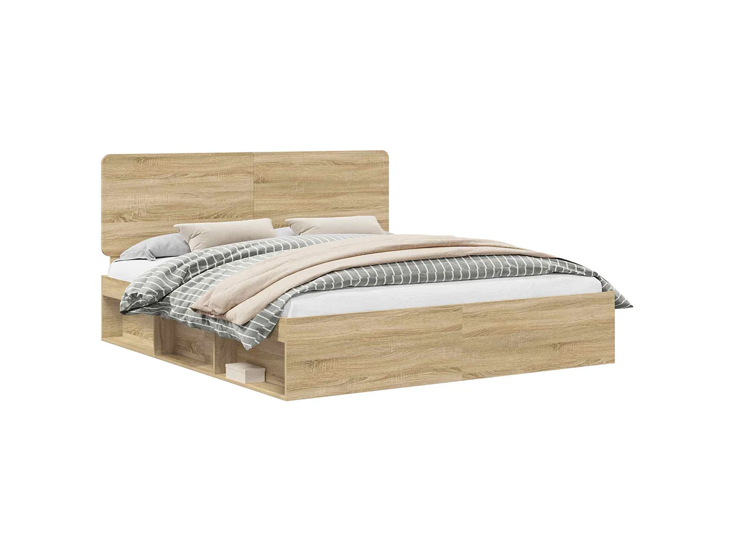 Estructura de cama de madera maciza de pino, 200 × 200 cm