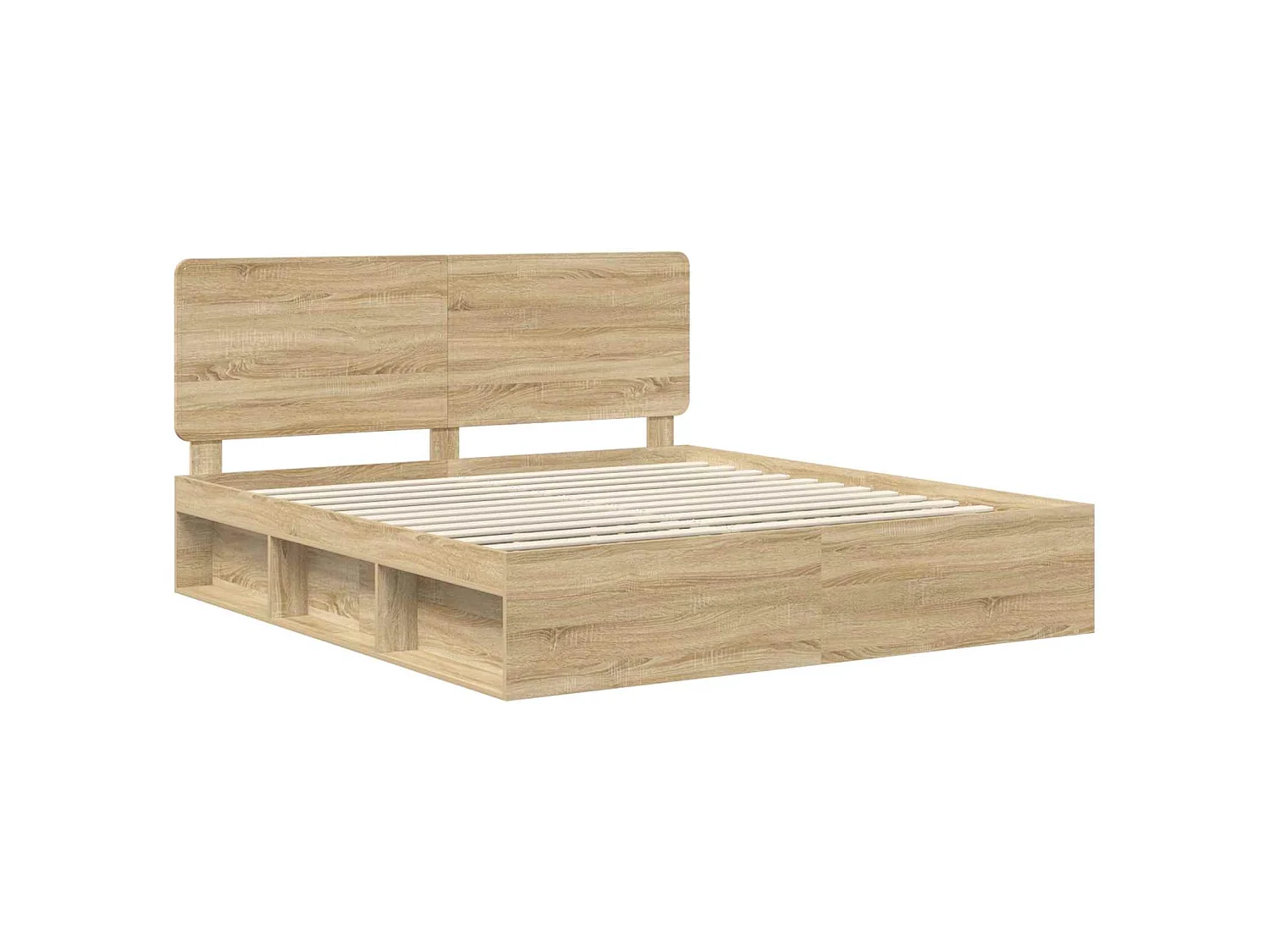 Estructura de cama de madera maciza de pino, 200 × 200 cm