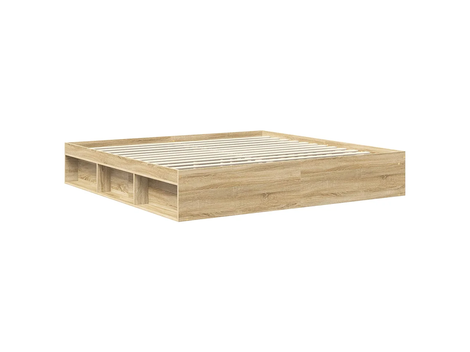 Estructura de cama de madera maciza de pino, 200 × 200 cm