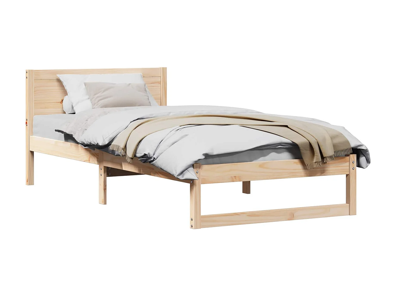 Cadre de lit avec tête de lit Naturel 90 x 190 cm Pin massif
