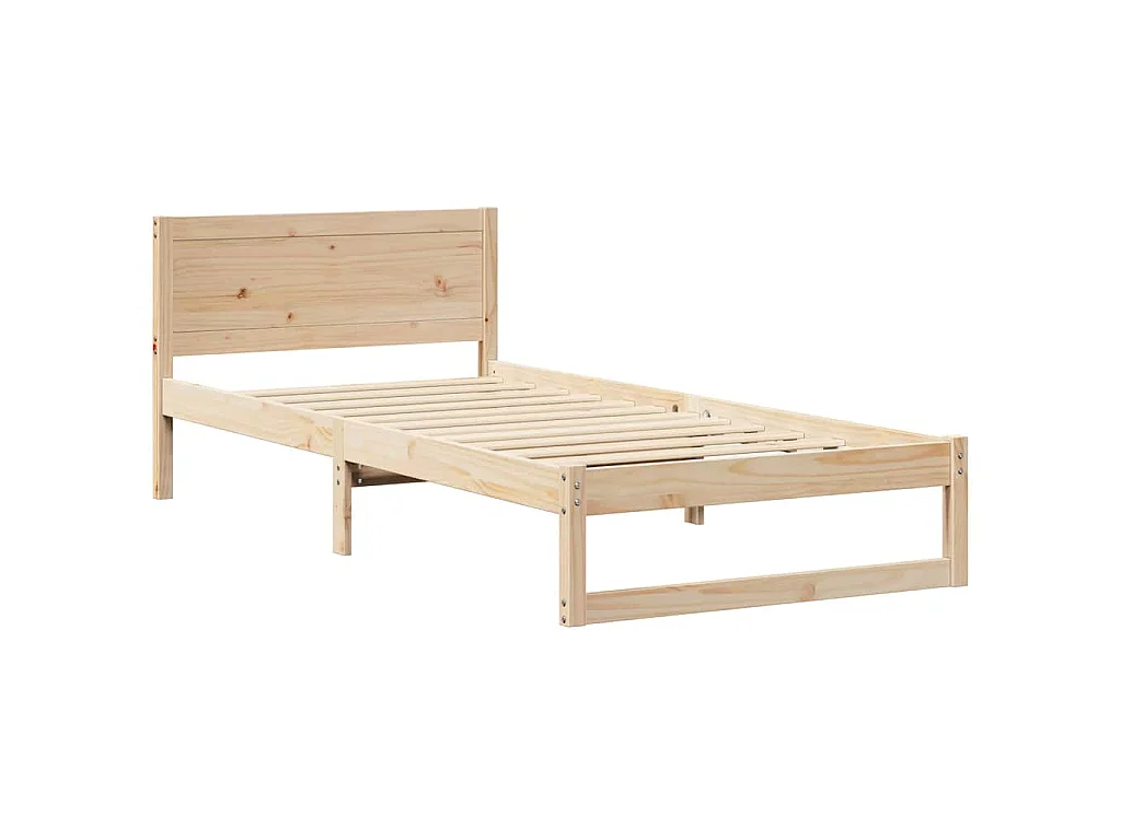 Cadre de lit avec tête de lit naturel 90 x 190 cm en pin massif