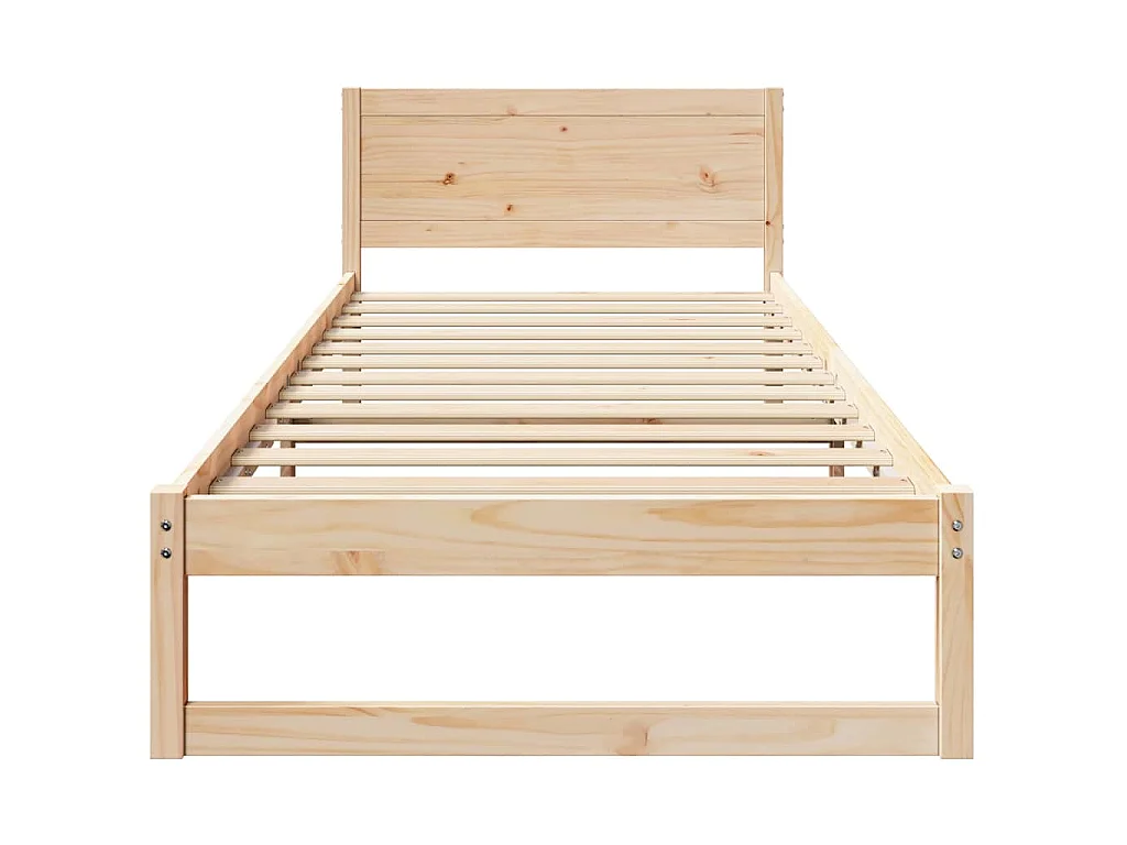 Cadre de lit avec tête de lit naturel 90 x 190 cm en pin massif