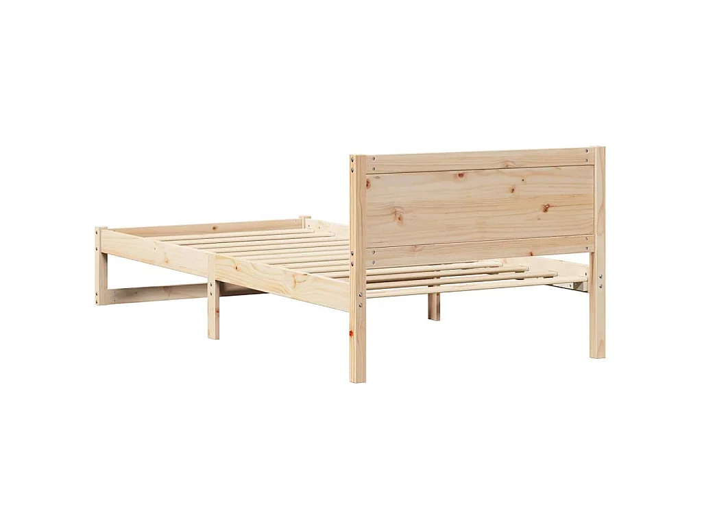 Cadre de lit avec tête de lit naturel 90 x 190 cm en pin massif