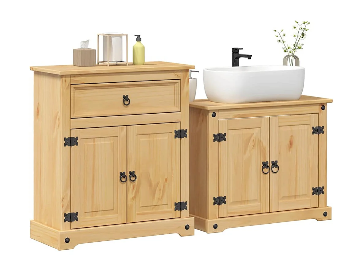 Ensemble de meubles salle de bain 2 pcs Corona bois pin massif