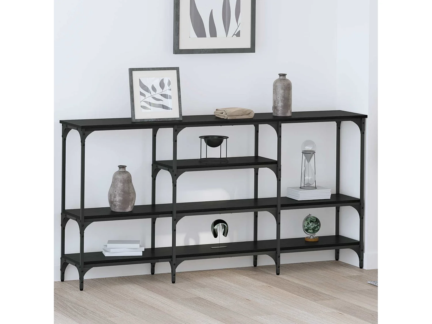 Table console Chêne noir 160 x 29 x 80 cm Bois d'ingénierie
