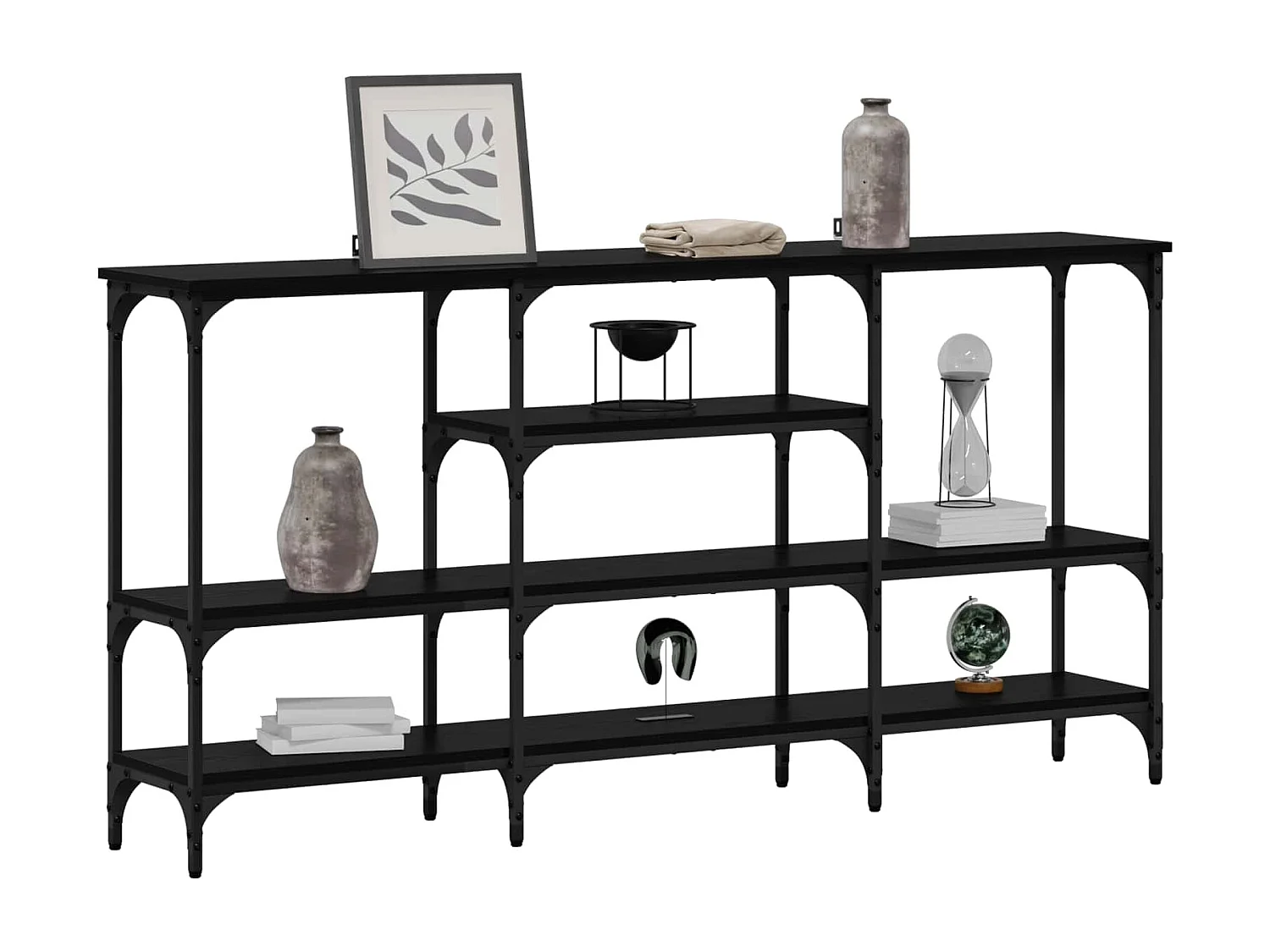 Table console Chêne noir 160 x 29 x 80 cm Bois d'ingénierie