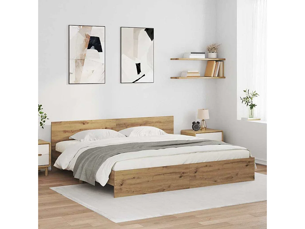 Cadre de lit Chêne artisanal 180 x 200 cm Bois d'ingénierie