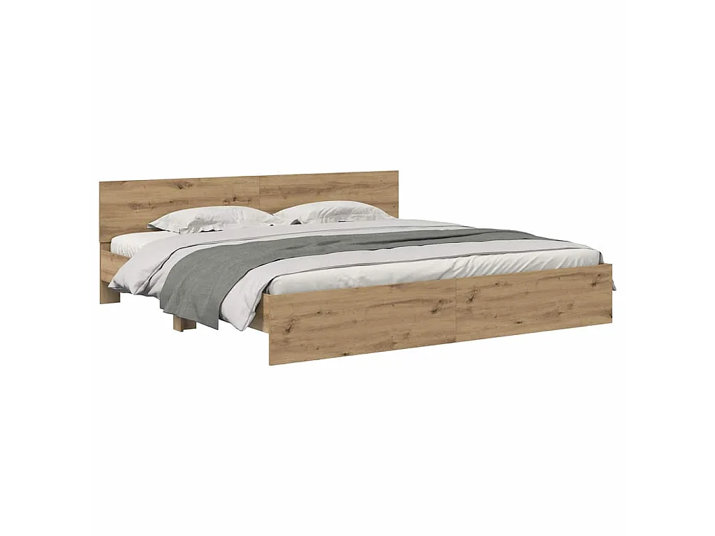 Estructura de cama con tiras LED roble artisan, 180 × 200 cm