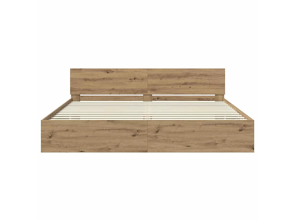 Estructura de cama con tiras LED roble artisan, 180 × 200 cm
