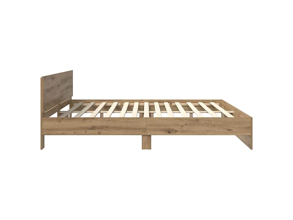 Estructura de cama con tiras LED roble artisan, 180 × 200 cm