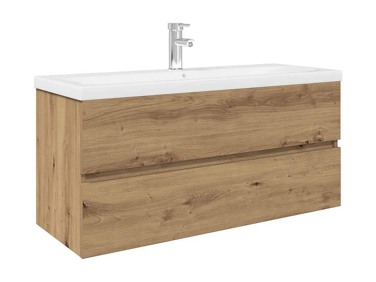 Meuble lavabo avec bassin et robinet intégrés chêne artisanal