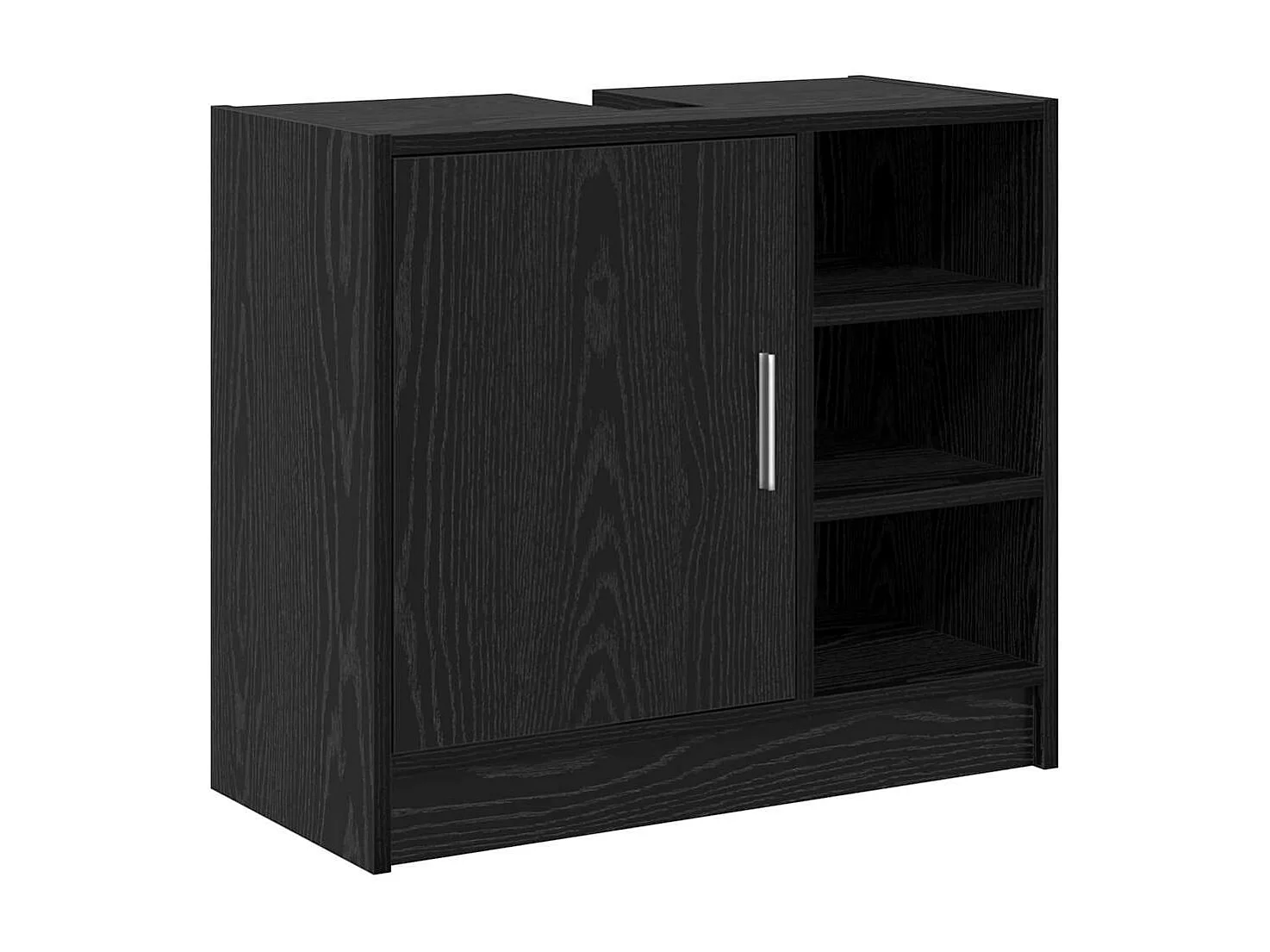 Cabinet de salle de bain avec porte Chêne noir 63 x 29 x 55 cm
