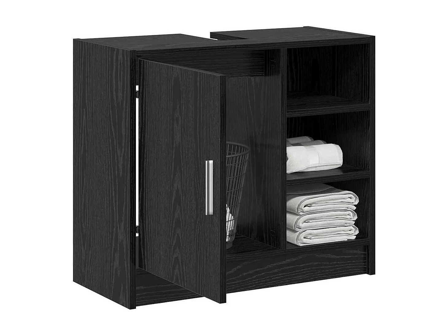 Cabinet de salle de bain avec porte Chêne noir 63 x 29 x 55 cm