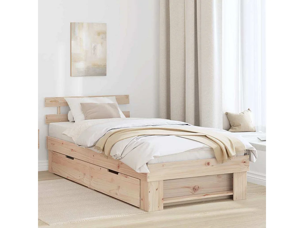 Cadre de lit avec tête de lit Naturel 80 x 200 cm Pin massif