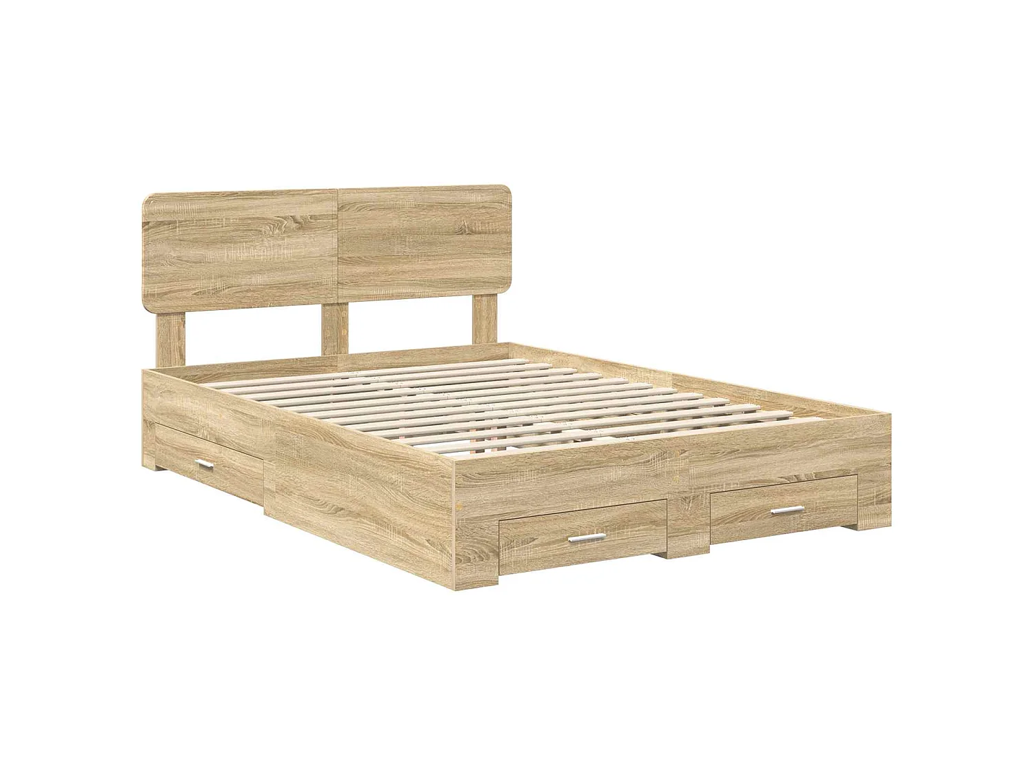 Estructura de cama con cajón roble, 140 × 190 cm