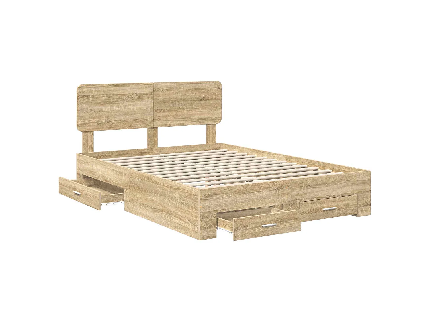 Estructura de cama con cajón roble, 140 × 190 cm