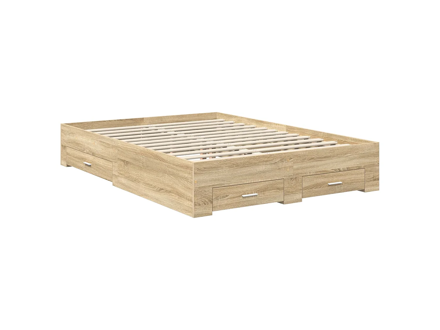 Estructura de cama con cajón roble, 140 × 190 cm