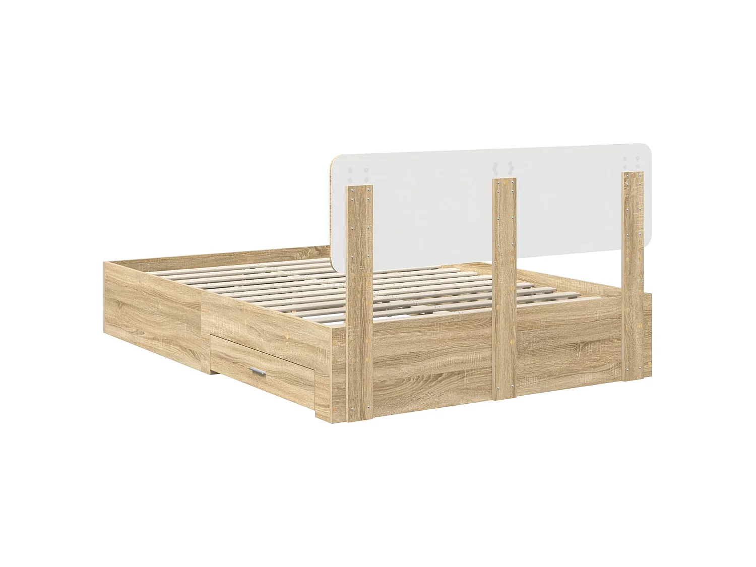 Estructura de cama con cajón roble, 140 × 190 cm