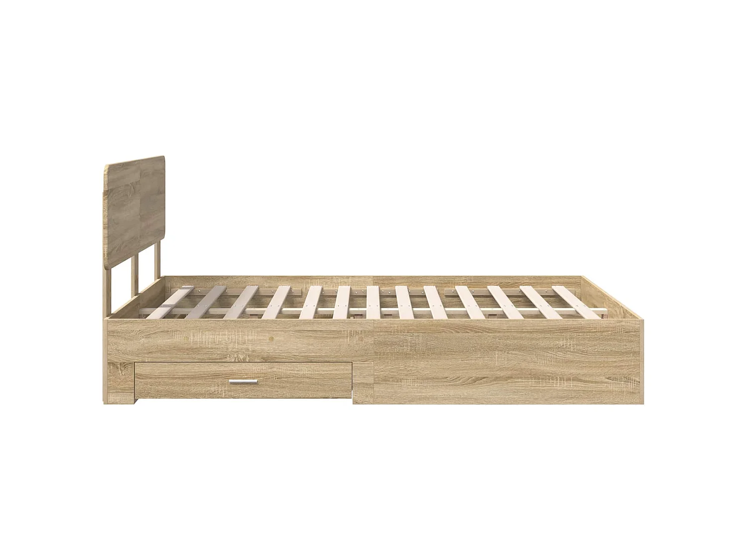 Estructura de cama con cajón roble, 140 × 190 cm