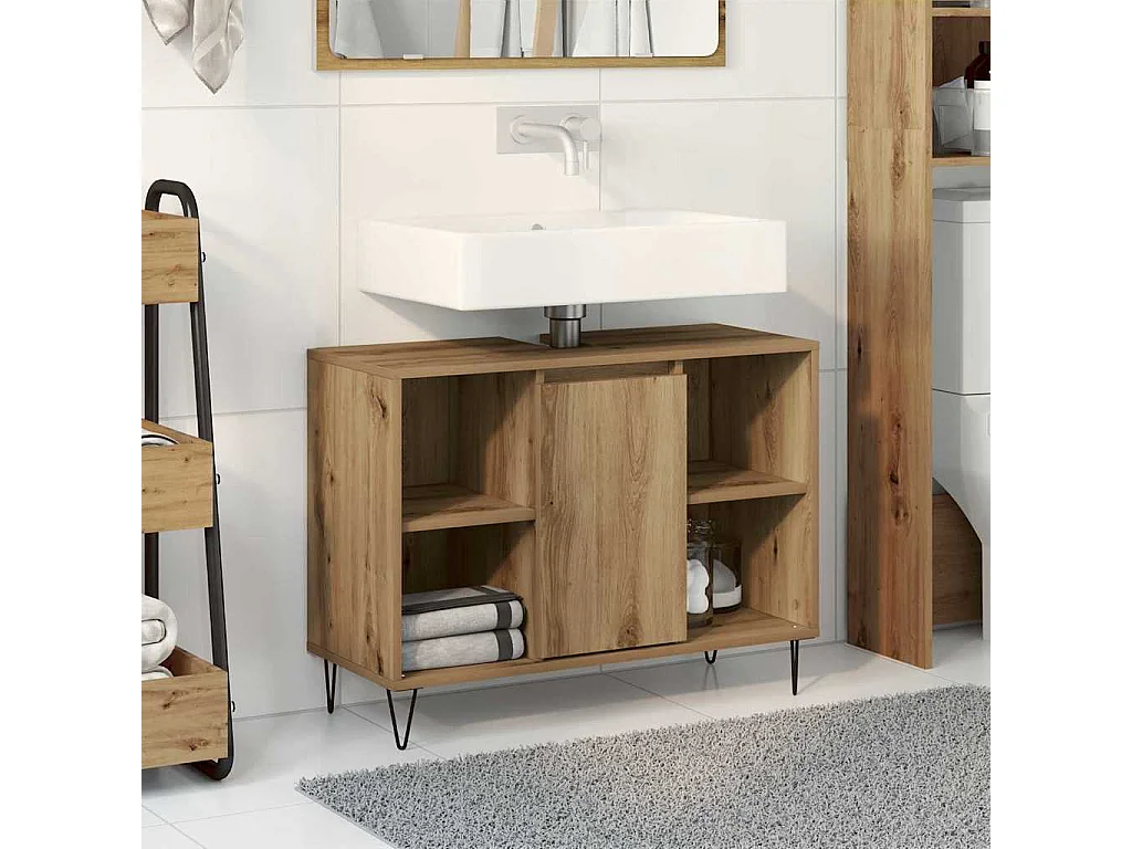 Cabinet de salle de bain Chêne artisanal 80 x 33 x 60 cm