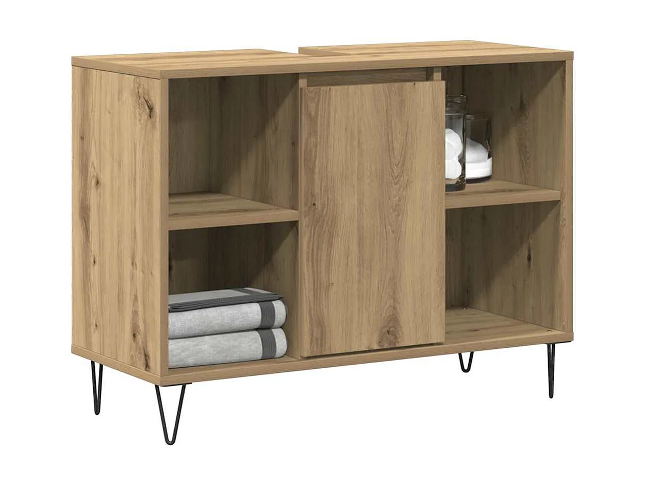 Cabinet de salle de bain Chêne artisanal 80 x 33 x 60 cm