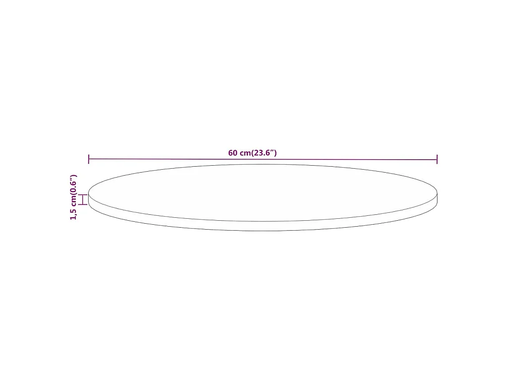 Tablero de mesa redondo rugoso de madera maciza de mango, Ø 60 × 1,5 cm
