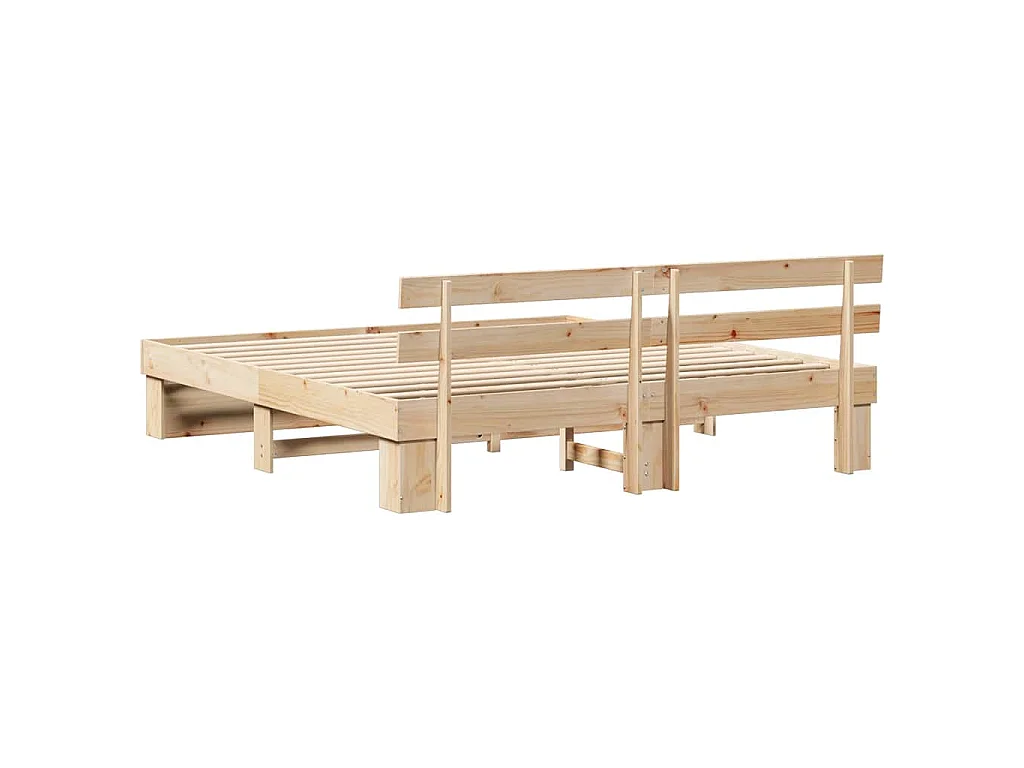 Cadre de lit avec tête de lit marron 180 x 200 cm pin massif