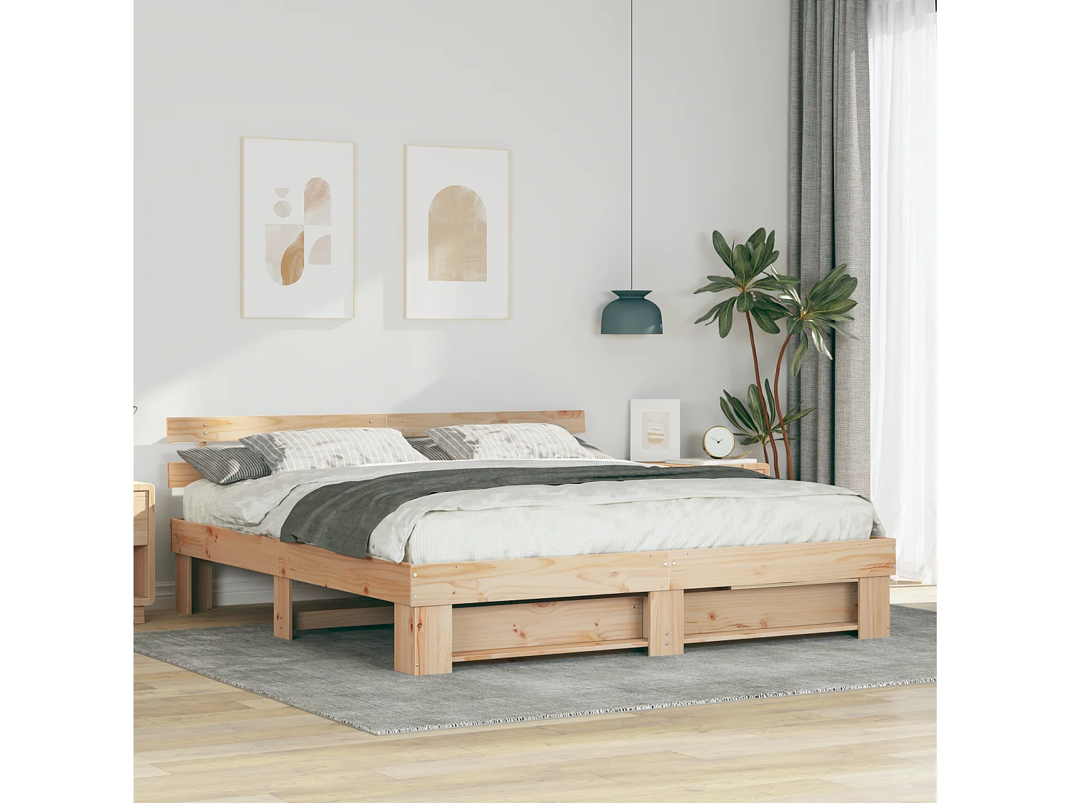 Estructura de cama Marrón 180 x 200 cm Madera de pino macizo