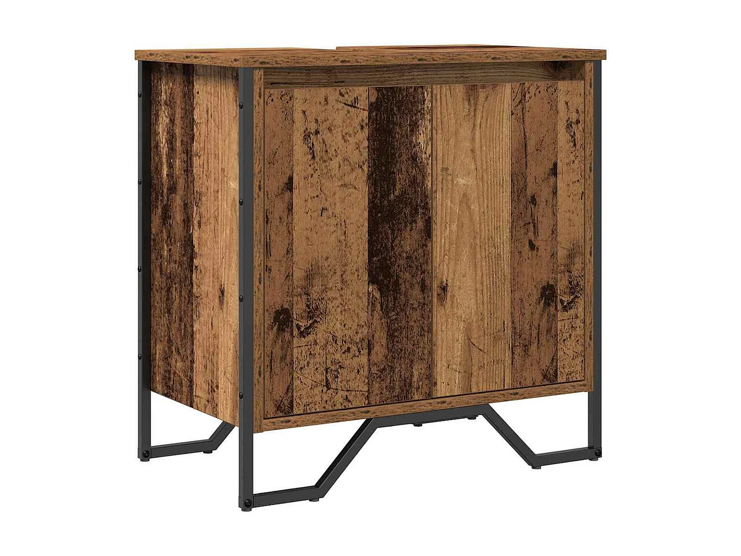Meuble de Lavabo de Salle de Bain Bois Ancien 60 x 35 x 60 cm