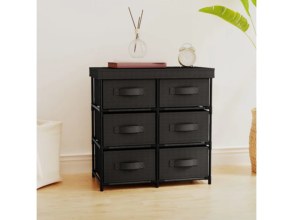 Armoire de rangement avec 6 tiroirs 55x29x55 cm Noir Acier
