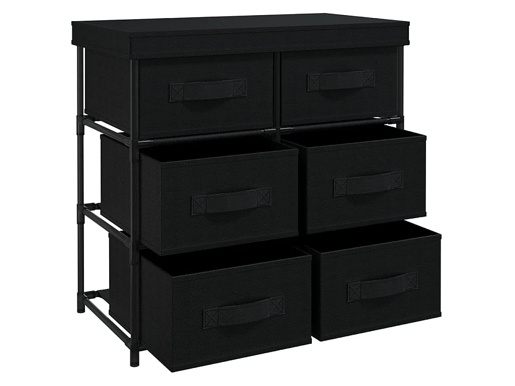 Armario de almacenamiento con 6 cajones de acero negro 55 × 29 × 55 cm