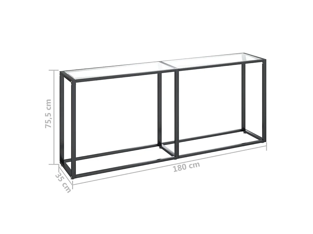 Consola de vidrio templado transparente, 180 × 35 × 75,5 cm