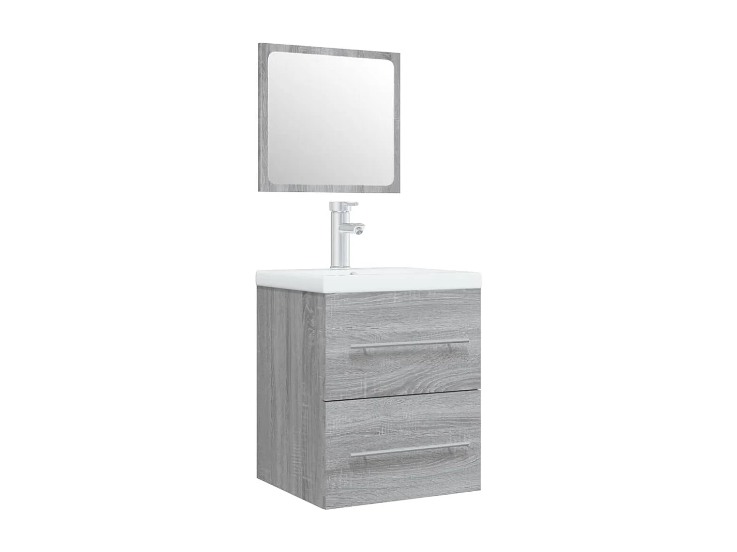 Meuble lavabo avec bassin intégré  gris Bois d'ingénierie