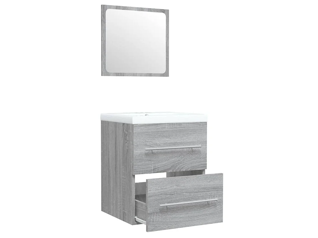 Mueble de baño con lavabo de madera contrachapada gris