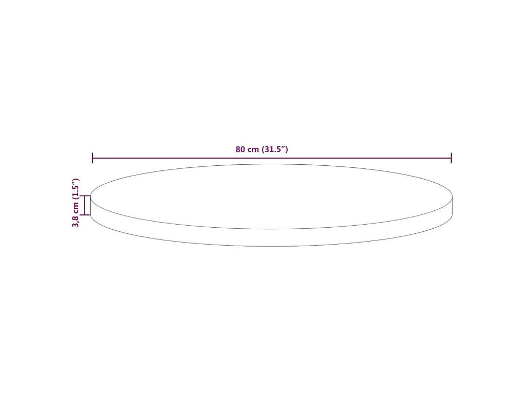 Tablero de mesa redondo de madera maciza reciclada, Ø 80 × 3,8 cm