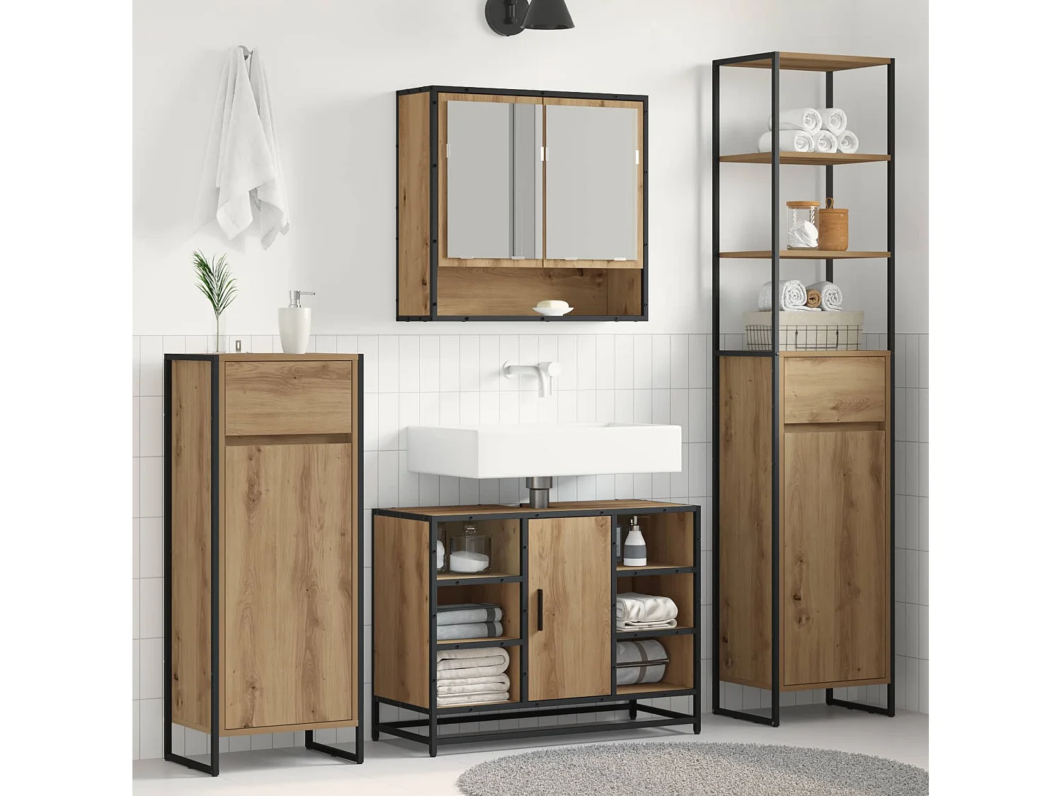 Cabinet de salle de bain Chêne artisan 40 x 30 x 180 cm